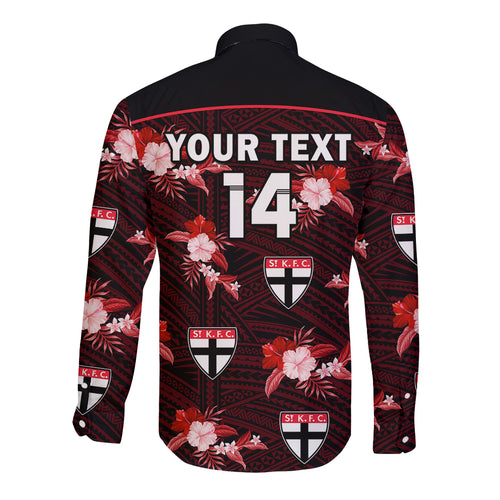 custom-text-and-number-st-kilda-football-long-sleeve-button-shirt-saints-polynesian-tribal-mix-tropical-hawaiian-style