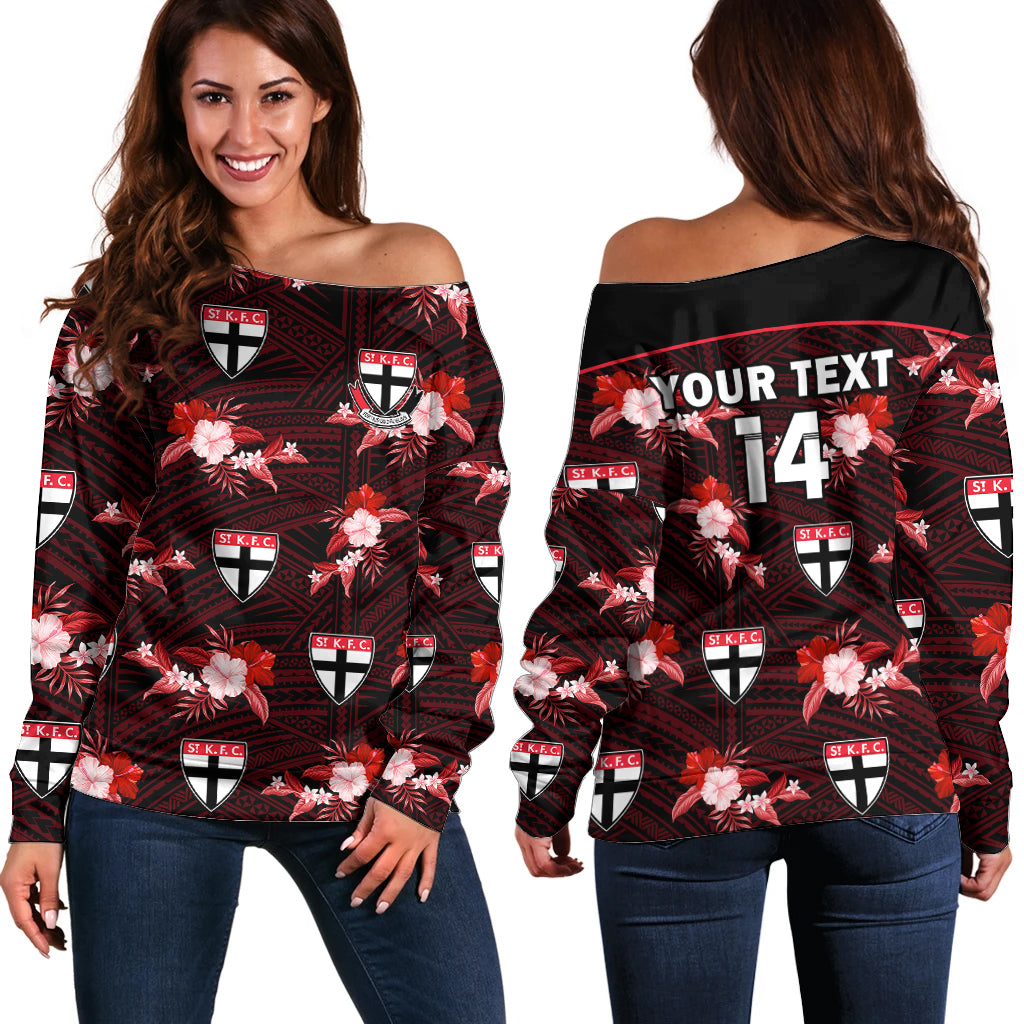 custom-text-and-number-st-kilda-football-off-shoulder-sweater-saints-polynesian-tribal-mix-tropical-hawaiian-style