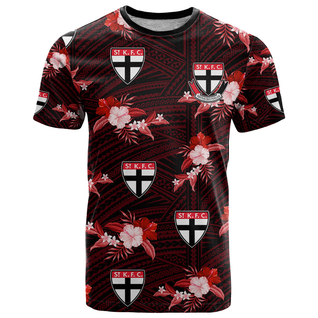 custom-text-and-number-st-kilda-football-t-shirt-saints-polynesian-tribal-mix-tropical-hawaiian-style
