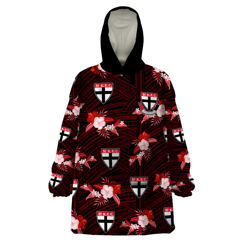 custom-text-and-number-st-kilda-football-wearable-blanket-hoodie-saints-polynesian-tribal-mix-tropical-hawaiian-style