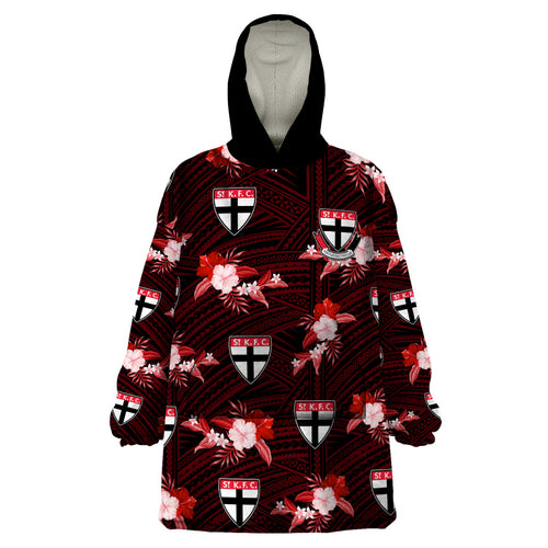 custom-text-and-number-st-kilda-football-wearable-blanket-hoodie-saints-polynesian-tribal-mix-tropical-hawaiian-style