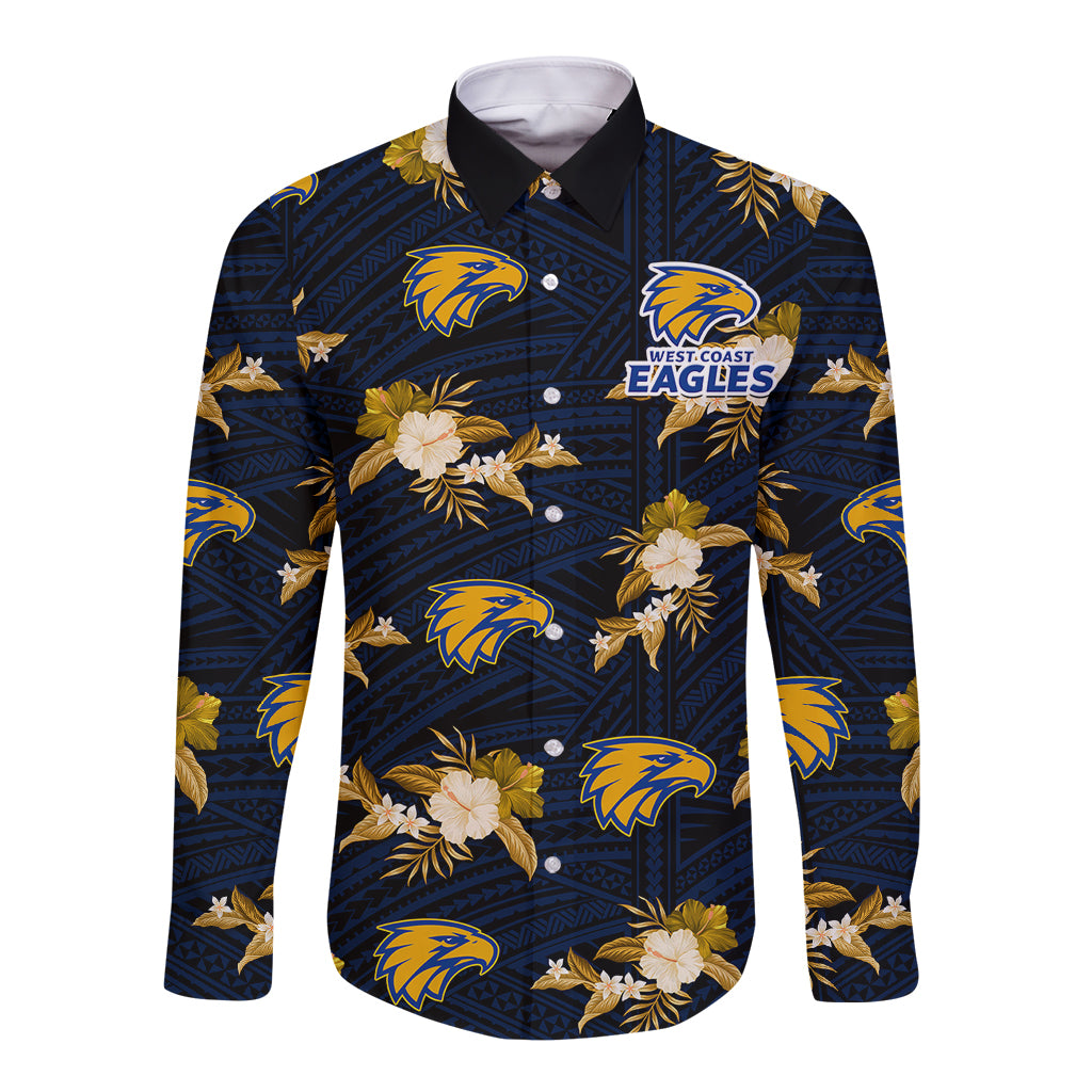 custom-text-and-number-eagles-football-long-sleeve-button-shirt-west-coast-polynesian-tribal-mix-tropical-hawaiian-style