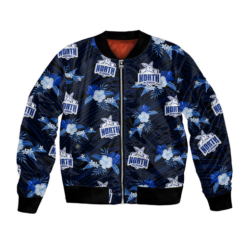 custom-text-and-number-north-melbourne-football-bomber-jacket-kangaroos-polynesian-tribal-mix-tropical-hawaiian-style