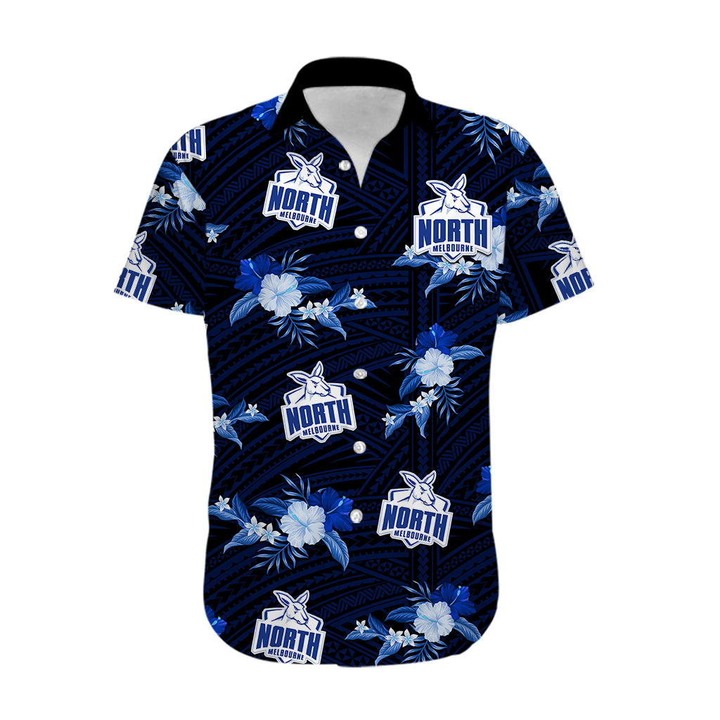 custom-text-and-number-north-melbourne-football-hawaiian-shirt-kangaroos-polynesian-tribal-mix-tropical-hawaiian-style