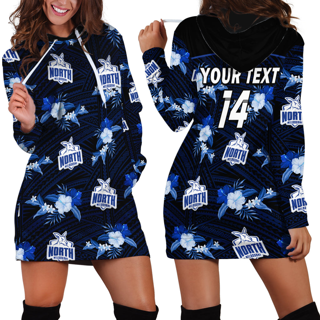 custom-text-and-number-north-melbourne-football-hoodie-dress-kangaroos-polynesian-tribal-mix-tropical-hawaiian-style