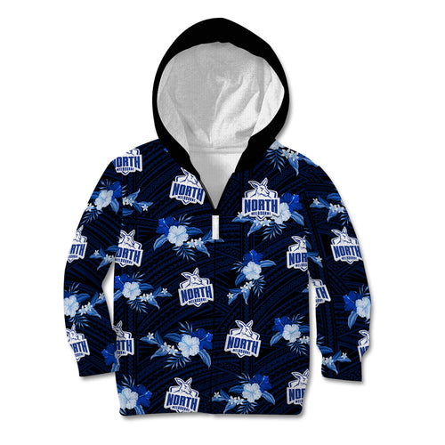 custom-text-and-number-north-melbourne-football-kid-hoodie-kangaroos-polynesian-tribal-mix-tropical-hawaiian-style