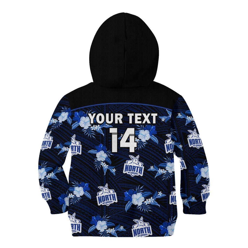 custom-text-and-number-north-melbourne-football-kid-hoodie-kangaroos-polynesian-tribal-mix-tropical-hawaiian-style
