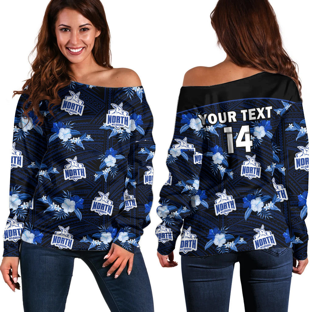 custom-text-and-number-north-melbourne-football-off-shoulder-sweater-kangaroos-polynesian-tribal-mix-tropical-hawaiian-style