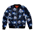 custom-text-and-number-north-melbourne-football-sleeve-zip-bomber-jacket-kangaroos-polynesian-tribal-mix-tropical-hawaiian-style