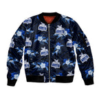 custom-text-and-number-north-melbourne-football-sleeve-zip-bomber-jacket-kangaroos-polynesian-tribal-mix-tropical-hawaiian-style