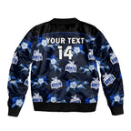 custom-text-and-number-north-melbourne-football-sleeve-zip-bomber-jacket-kangaroos-polynesian-tribal-mix-tropical-hawaiian-style