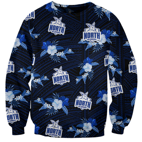 custom-text-and-number-north-melbourne-football-sweatshirt-kangaroos-polynesian-tribal-mix-tropical-hawaiian-style