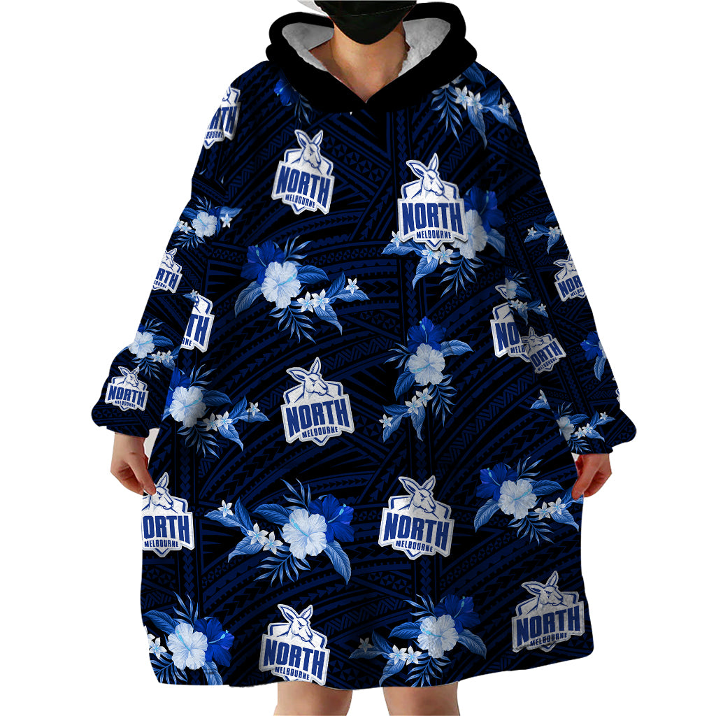 custom-text-and-number-north-melbourne-football-wearable-blanket-hoodie-kangaroos-polynesian-tribal-mix-tropical-hawaiian-style