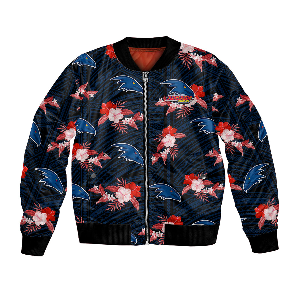 custom-text-and-number-adelaide-crows-football-bomber-jacket-polynesian-tribal-mix-tropical-hawaiian-style