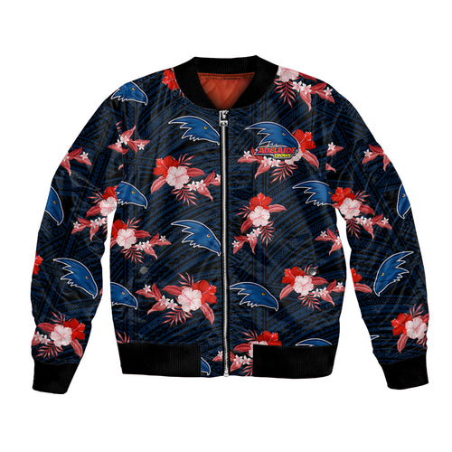 custom-text-and-number-adelaide-crows-football-bomber-jacket-polynesian-tribal-mix-tropical-hawaiian-style