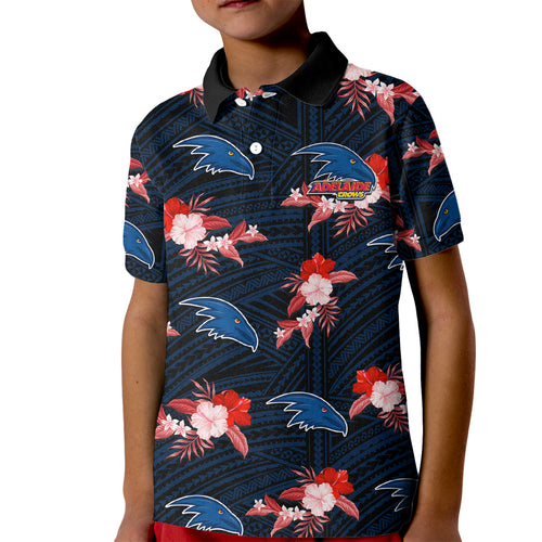 custom-text-and-number-adelaide-crows-football-kid-polo-shirt-polynesian-tribal-mix-tropical-hawaiian-style