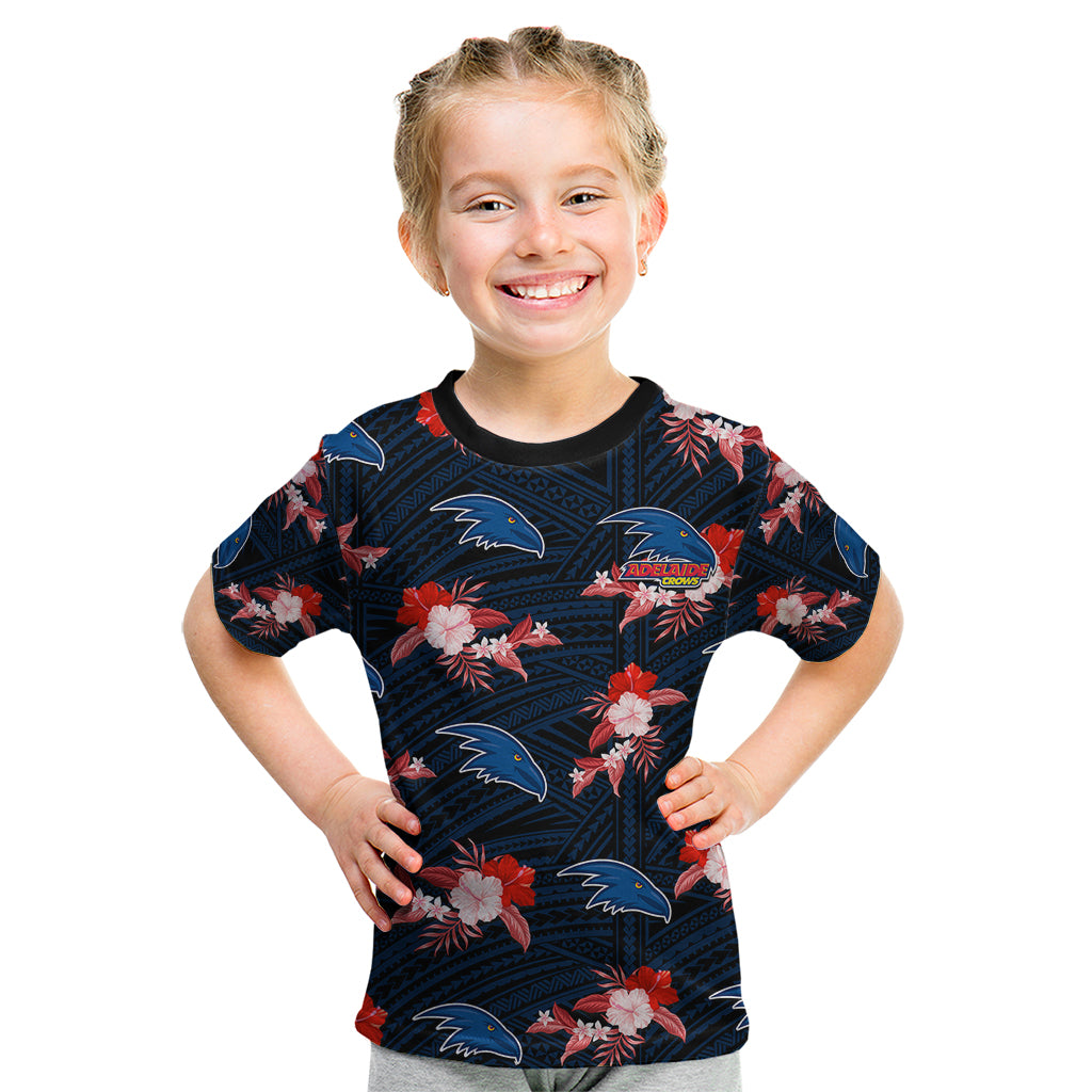 custom-text-and-number-adelaide-crows-football-kid-t-shirt-polynesian-tribal-mix-tropical-hawaiian-style