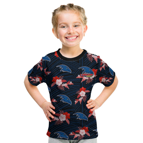 custom-text-and-number-adelaide-crows-football-kid-t-shirt-polynesian-tribal-mix-tropical-hawaiian-style