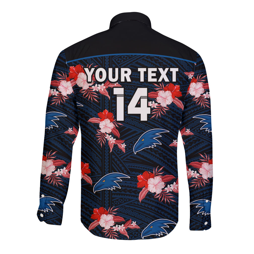 custom-text-and-number-adelaide-crows-football-long-sleeve-button-shirt-polynesian-tribal-mix-tropical-hawaiian-style