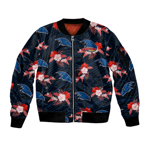 custom-text-and-number-adelaide-crows-football-sleeve-zip-bomber-jacket-polynesian-tribal-mix-tropical-hawaiian-style