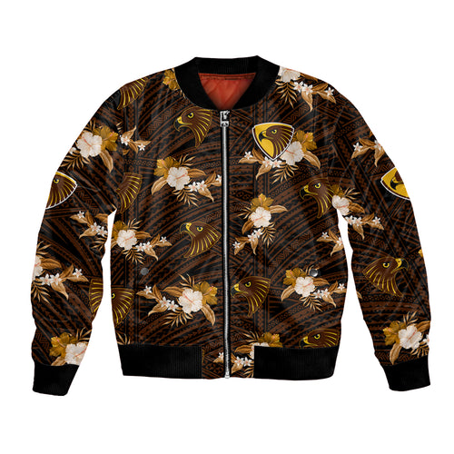 custom-text-and-number-hawthorn-football-bomber-jacket-hawks-polynesian-tribal-mix-tropical-hawaiian-style