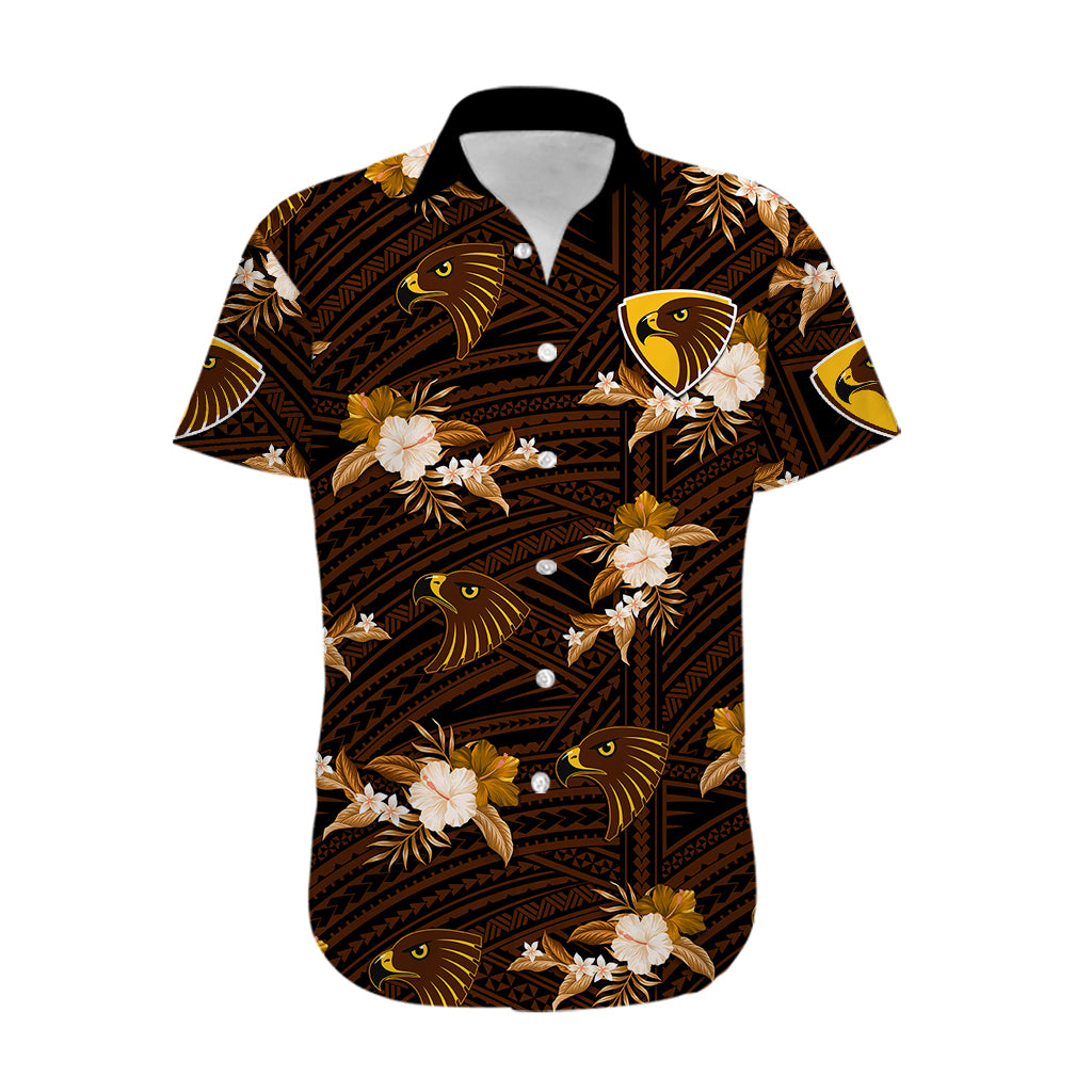 custom-text-and-number-hawthorn-football-hawaiian-shirt-hawks-polynesian-tribal-mix-tropical-hawaiian-style