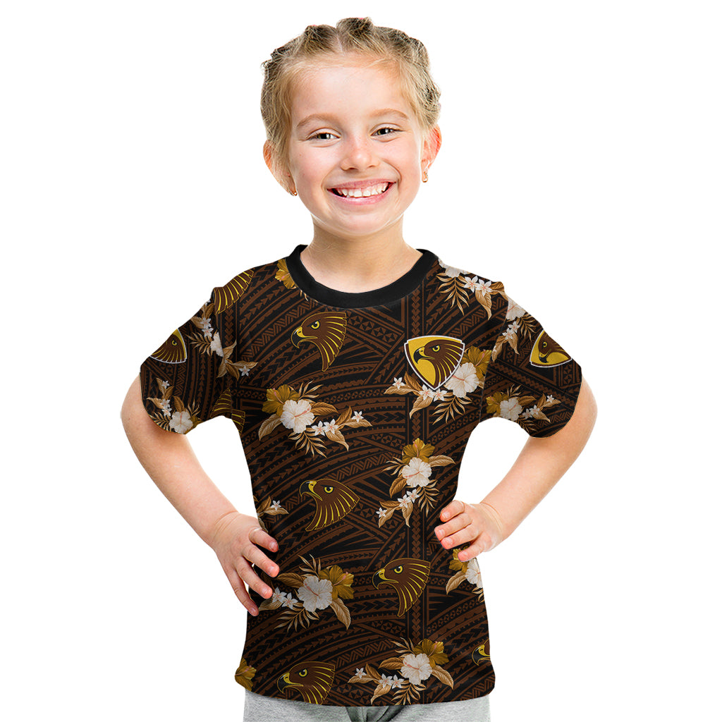 custom-text-and-number-hawthorn-football-kid-t-shirt-hawks-polynesian-tribal-mix-tropical-hawaiian-style