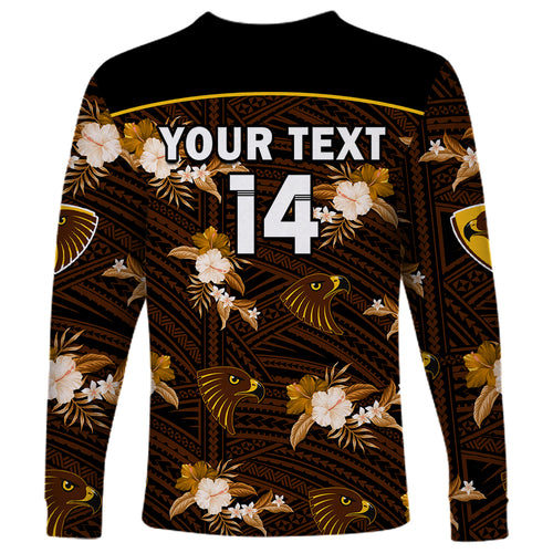 custom-text-and-number-hawthorn-football-long-sleeve-shirt-hawks-polynesian-tribal-mix-tropical-hawaiian-style