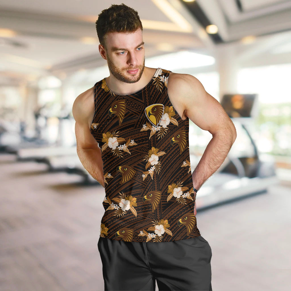 custom-text-and-number-hawthorn-football-men-tank-top-hawks-polynesian-tribal-mix-tropical-hawaiian-style