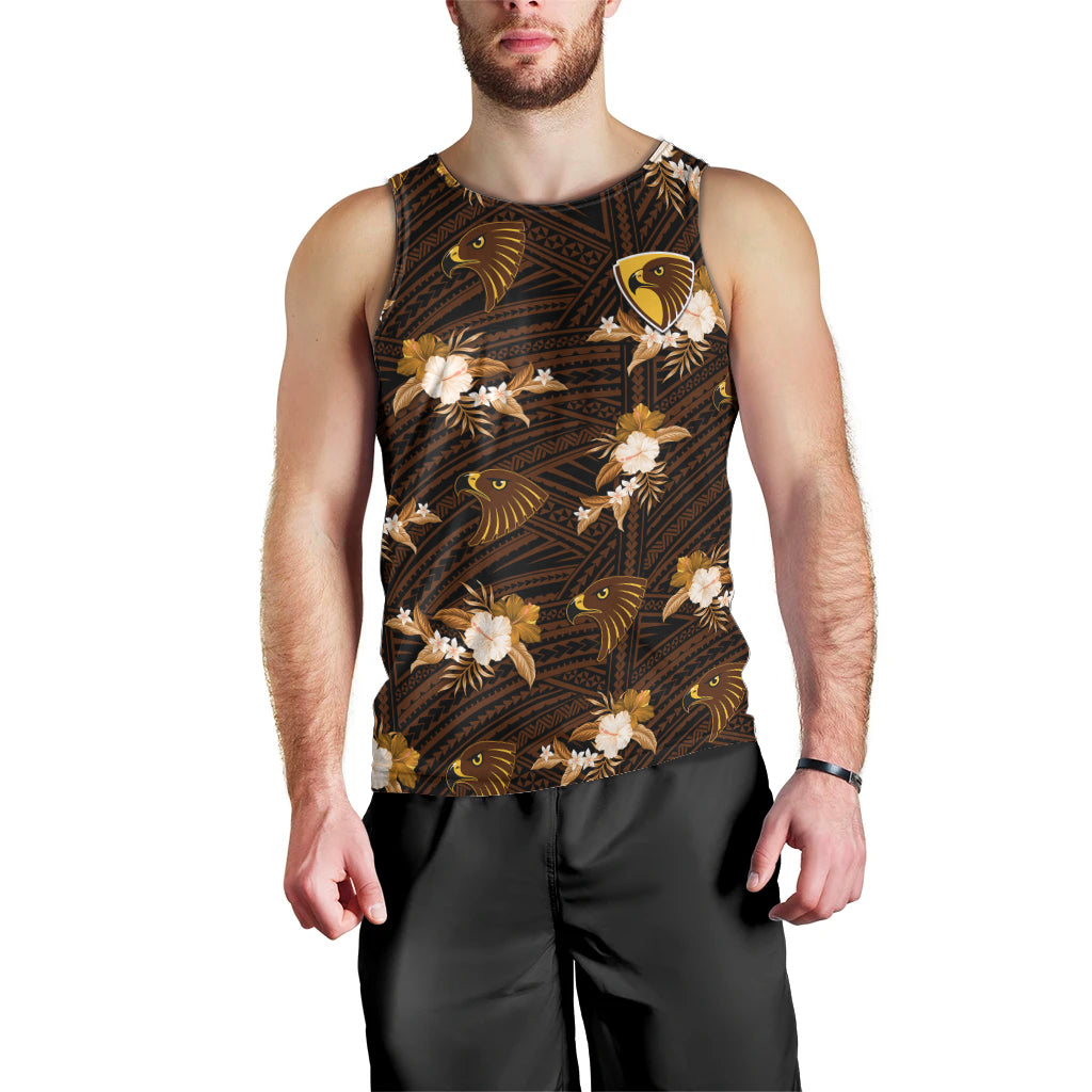 custom-text-and-number-hawthorn-football-men-tank-top-hawks-polynesian-tribal-mix-tropical-hawaiian-style