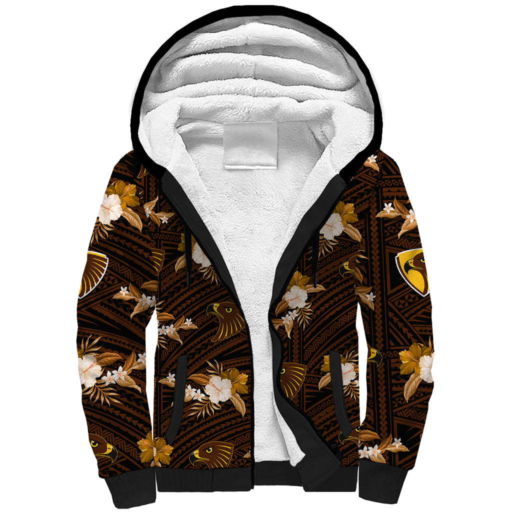 custom-text-and-number-hawthorn-football-sherpa-hoodie-hawks-polynesian-tribal-mix-tropical-hawaiian-style