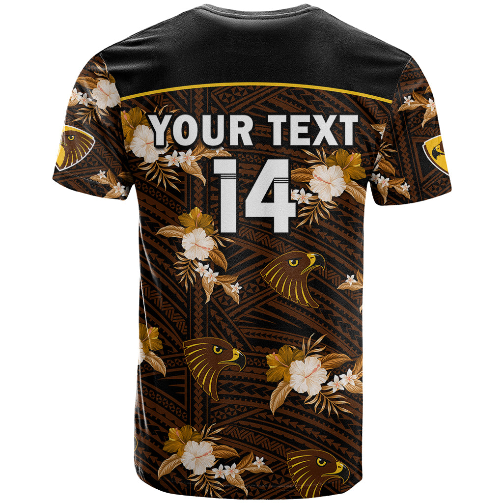 custom-text-and-number-hawthorn-football-t-shirt-hawks-polynesian-tribal-mix-tropical-hawaiian-style