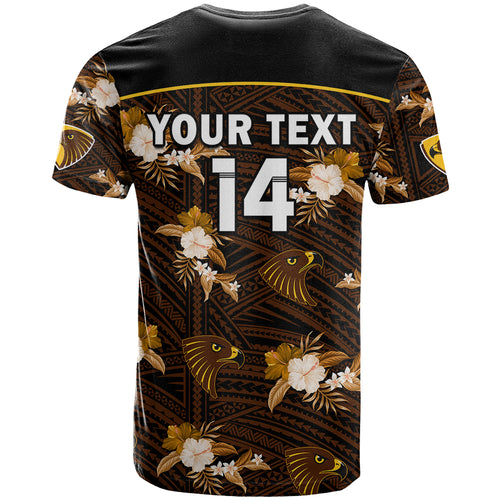 custom-text-and-number-hawthorn-football-t-shirt-hawks-polynesian-tribal-mix-tropical-hawaiian-style