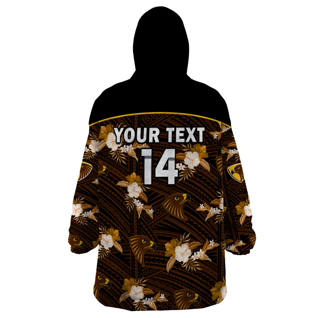 custom-text-and-number-hawthorn-football-wearable-blanket-hoodie-hawks-polynesian-tribal-mix-tropical-hawaiian-style