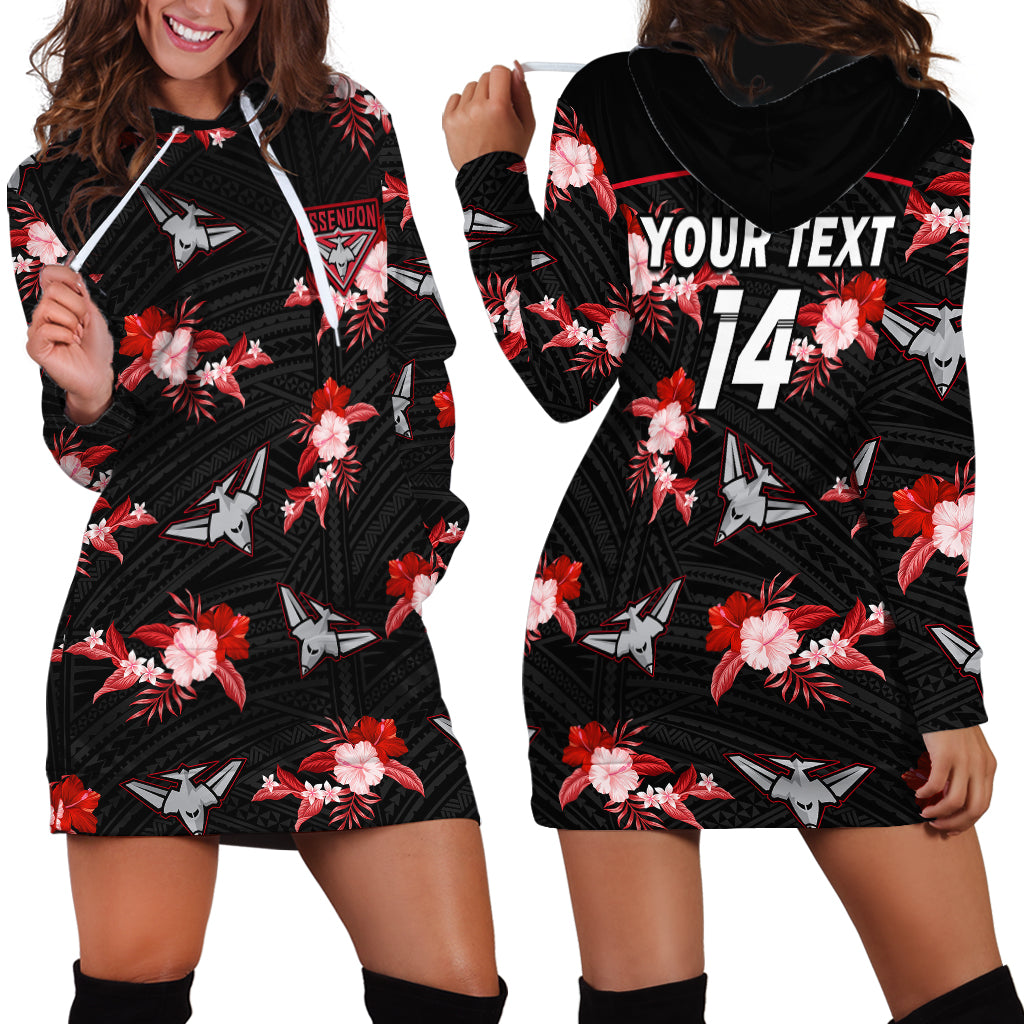custom-text-and-number-essendon-football-hoodie-dress-bombers-polynesian-tribal-mix-tropical-hawaiian-style