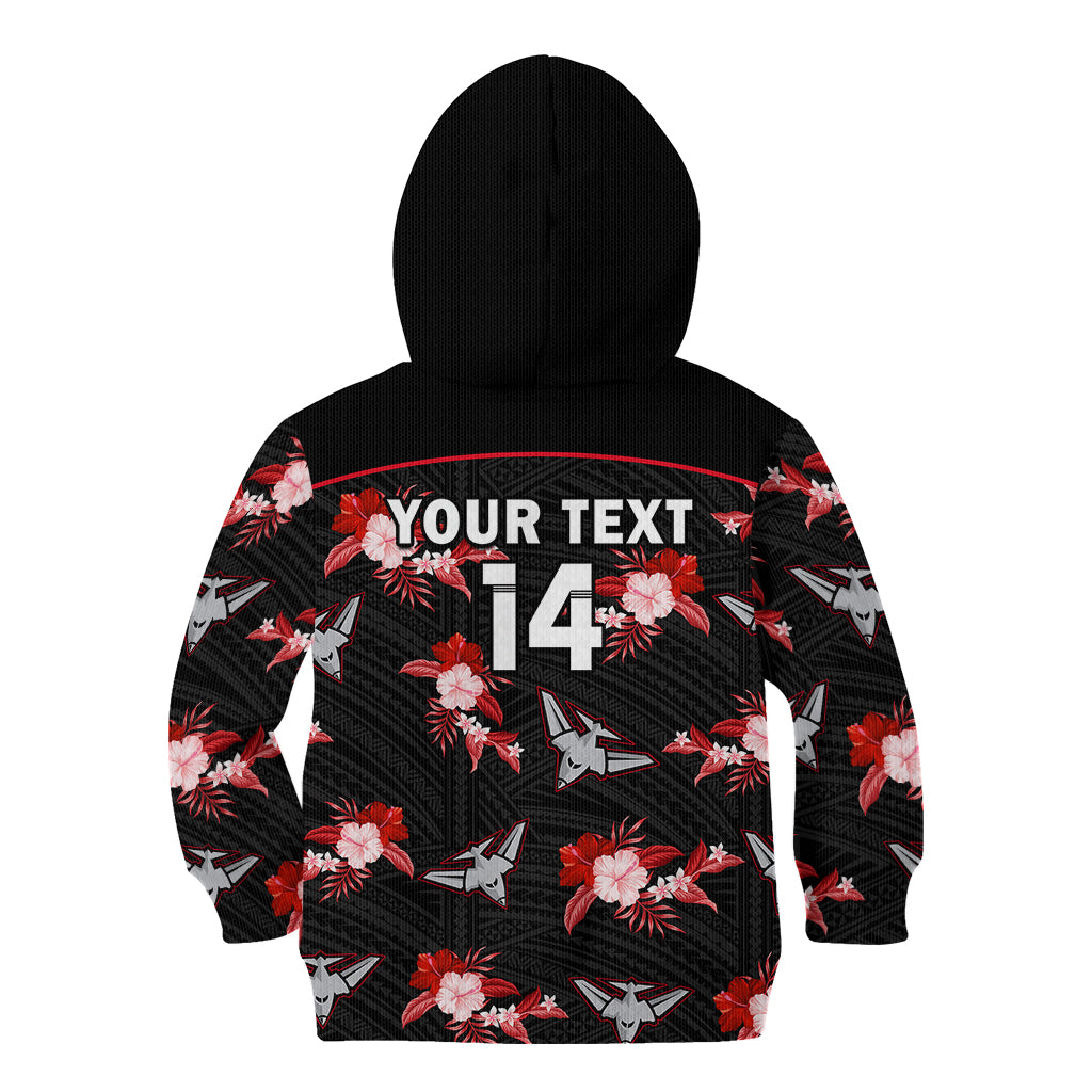 custom-text-and-number-essendon-football-kid-hoodie-bombers-polynesian-tribal-mix-tropical-hawaiian-style