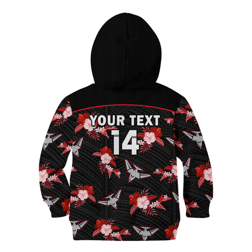 custom-text-and-number-essendon-football-kid-hoodie-bombers-polynesian-tribal-mix-tropical-hawaiian-style