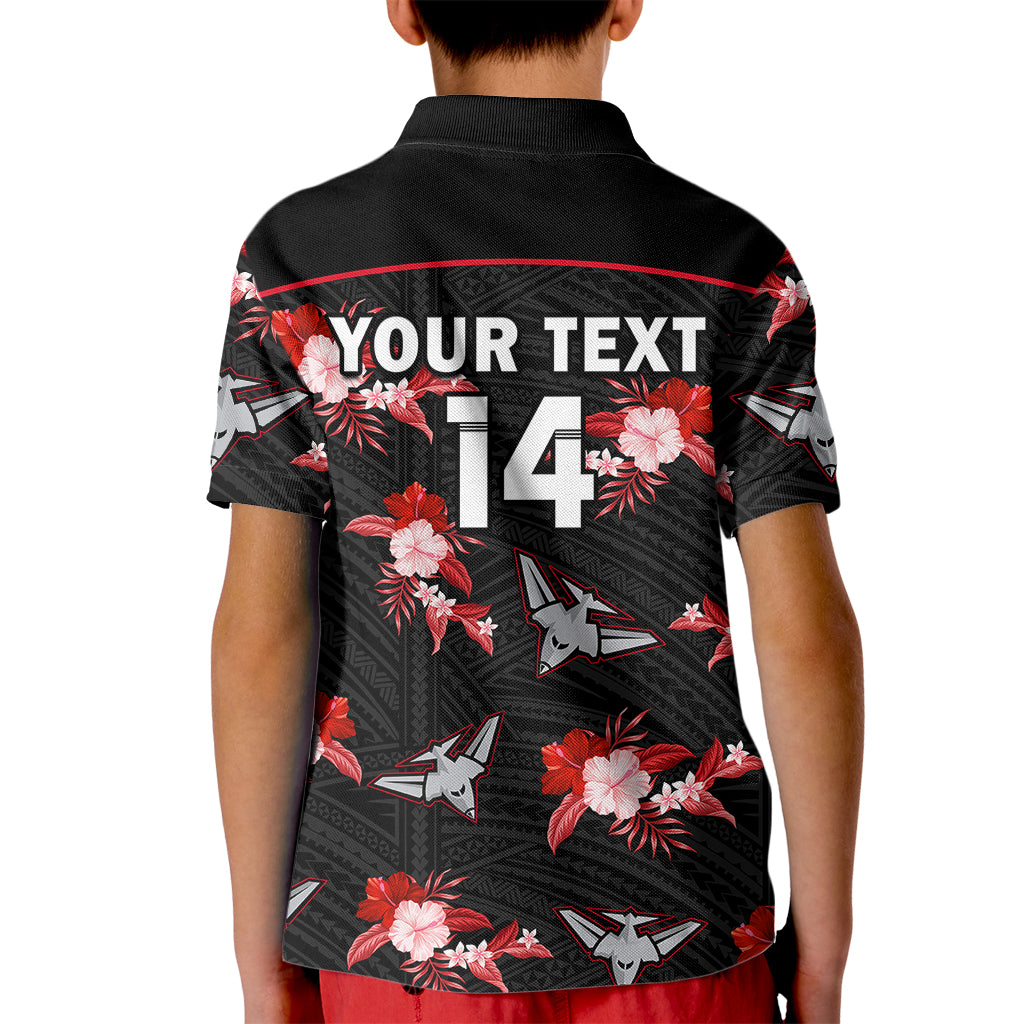 custom-text-and-number-essendon-football-kid-polo-shirt-bombers-polynesian-tribal-mix-tropical-hawaiian-style