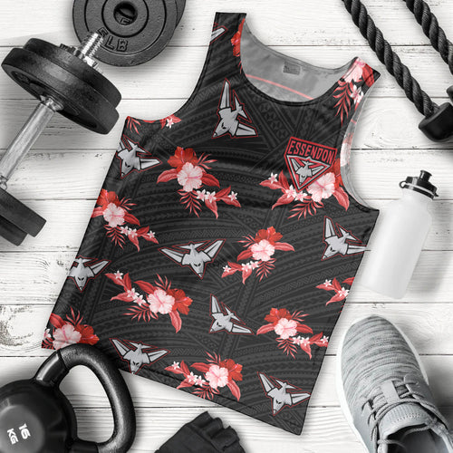 custom-text-and-number-essendon-football-men-tank-top-bombers-polynesian-tribal-mix-tropical-hawaiian-style