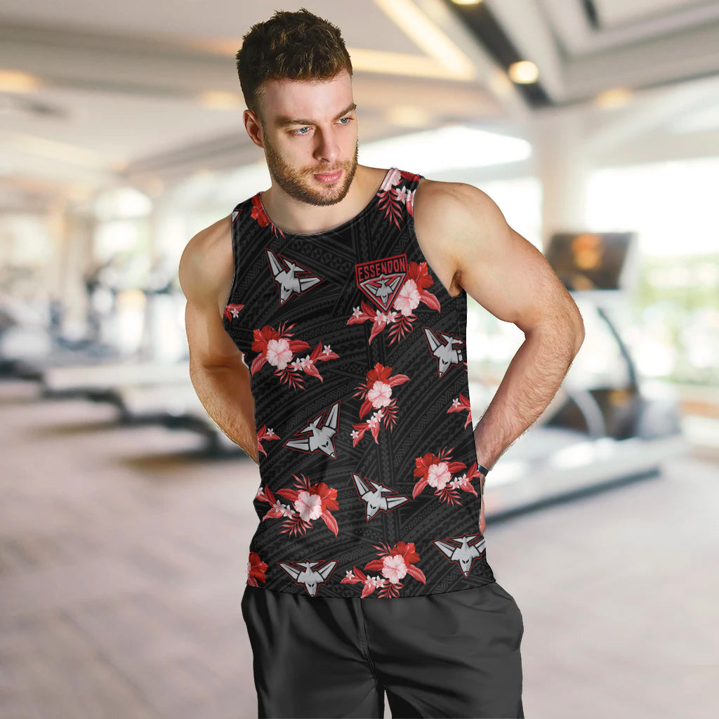 custom-text-and-number-essendon-football-men-tank-top-bombers-polynesian-tribal-mix-tropical-hawaiian-style