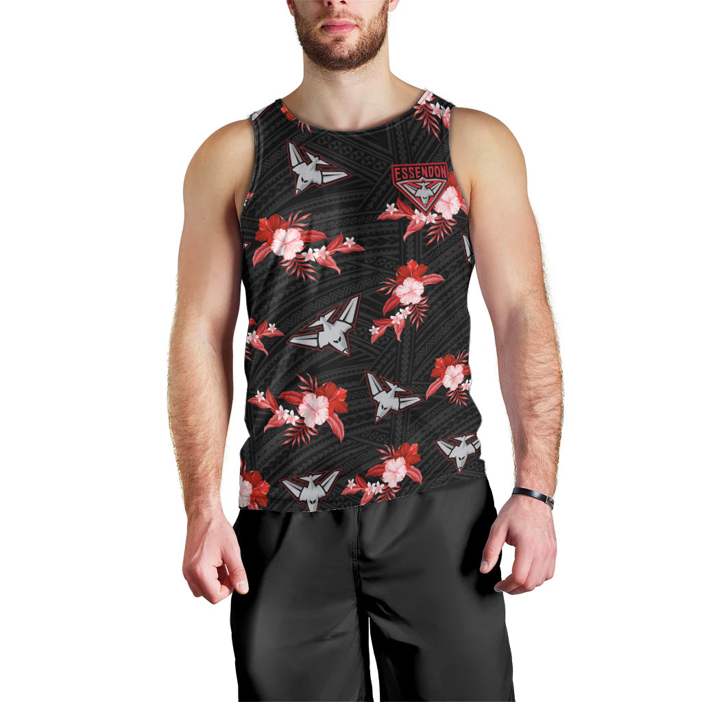 custom-text-and-number-essendon-football-men-tank-top-bombers-polynesian-tribal-mix-tropical-hawaiian-style