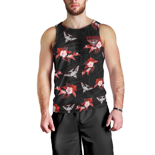 custom-text-and-number-essendon-football-men-tank-top-bombers-polynesian-tribal-mix-tropical-hawaiian-style