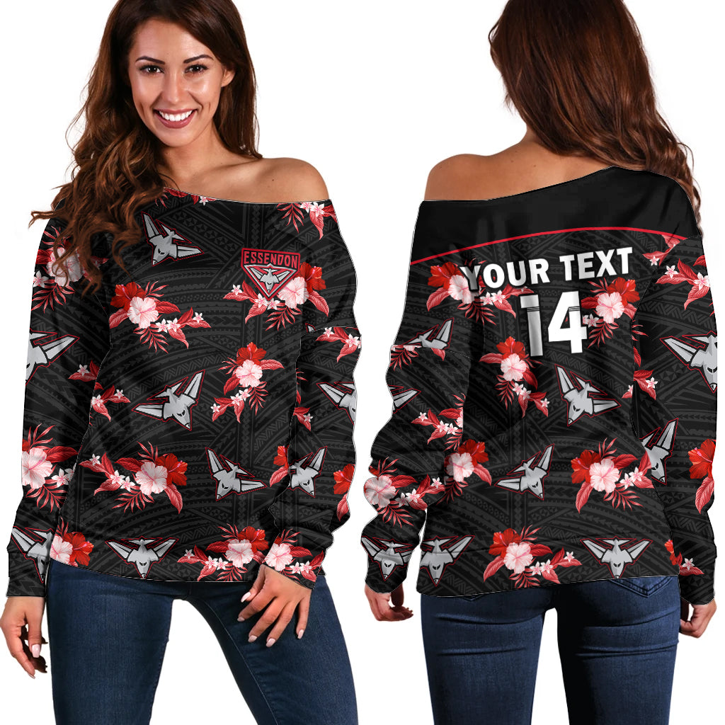 custom-text-and-number-essendon-football-off-shoulder-sweater-bombers-polynesian-tribal-mix-tropical-hawaiian-style