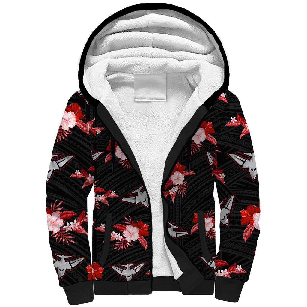 custom-text-and-number-essendon-football-sherpa-hoodie-bombers-polynesian-tribal-mix-tropical-hawaiian-style