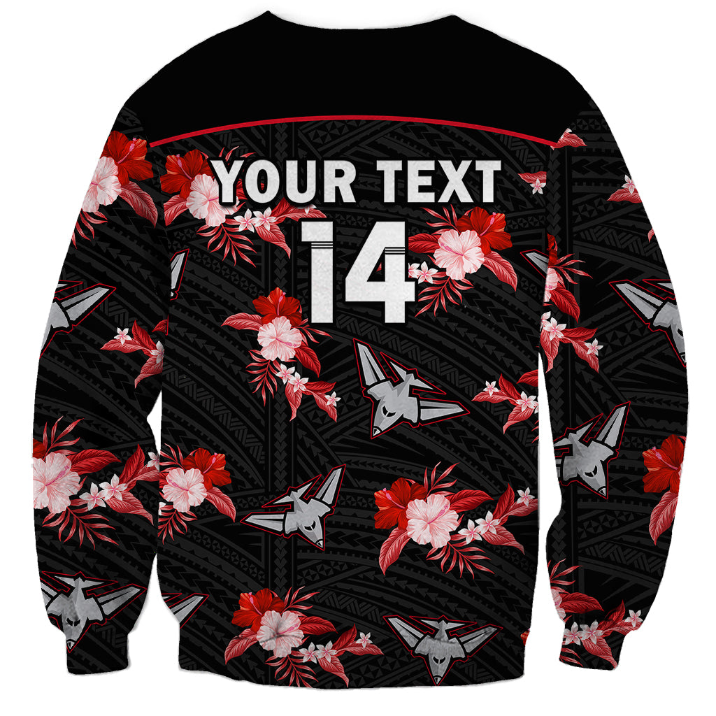custom-text-and-number-essendon-football-sweatshirt-bombers-polynesian-tribal-mix-tropical-hawaiian-style