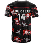 custom-text-and-number-essendon-football-t-shirt-bombers-polynesian-tribal-mix-tropical-hawaiian-style