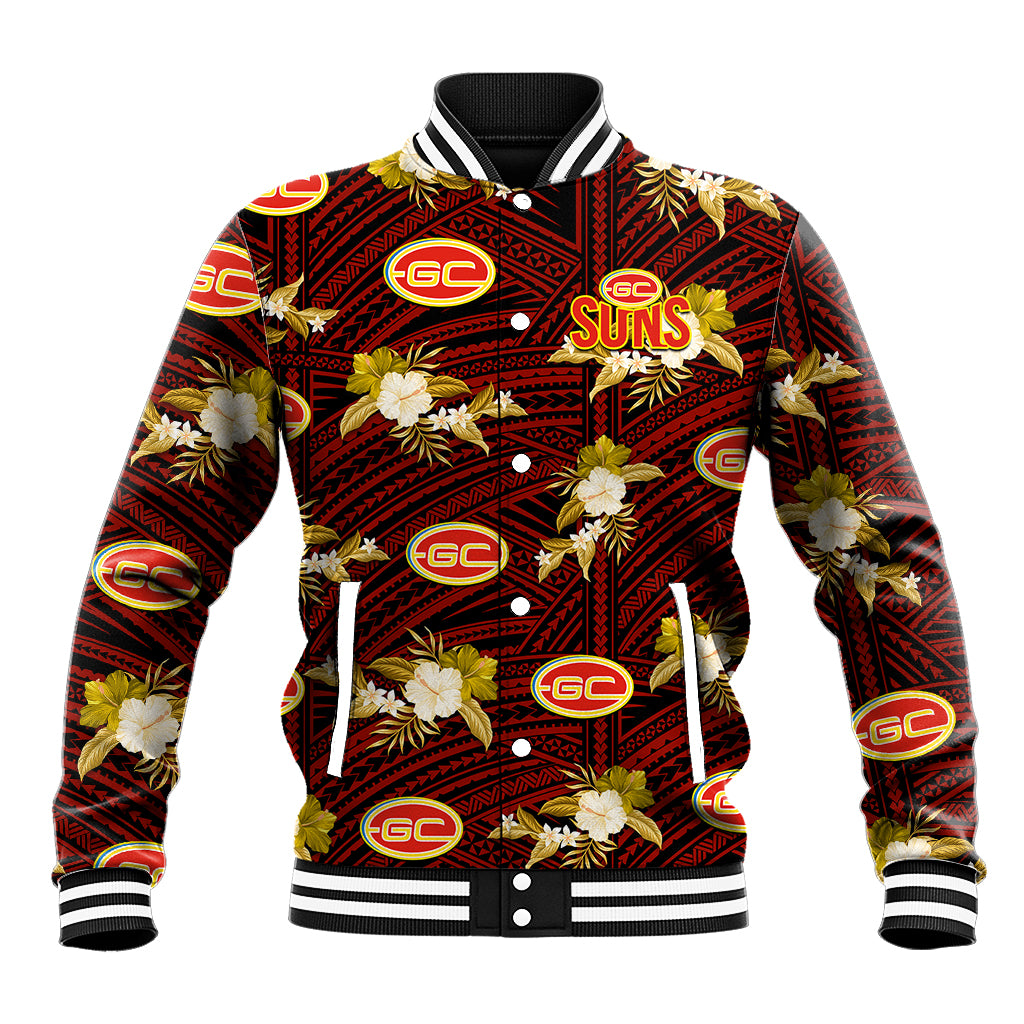 custom-text-and-number-gold-coast-football-baseball-jacket-suns-polynesian-tribal-mix-tropical-hawaiian-style