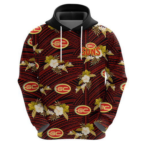 custom-text-and-number-gold-coast-football-hoodie-suns-polynesian-tribal-mix-tropical-hawaiian-style
