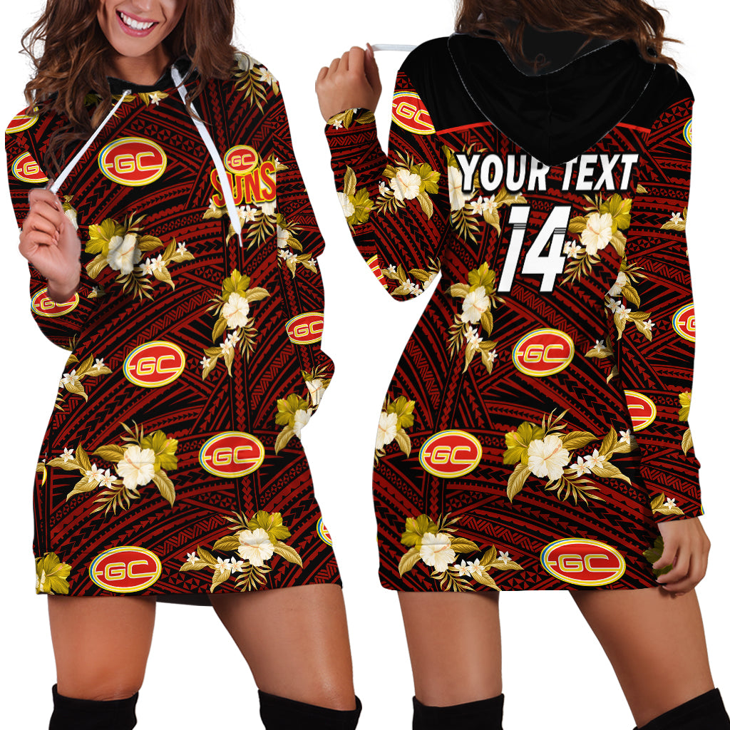 custom-text-and-number-gold-coast-football-hoodie-dress-suns-polynesian-tribal-mix-tropical-hawaiian-style