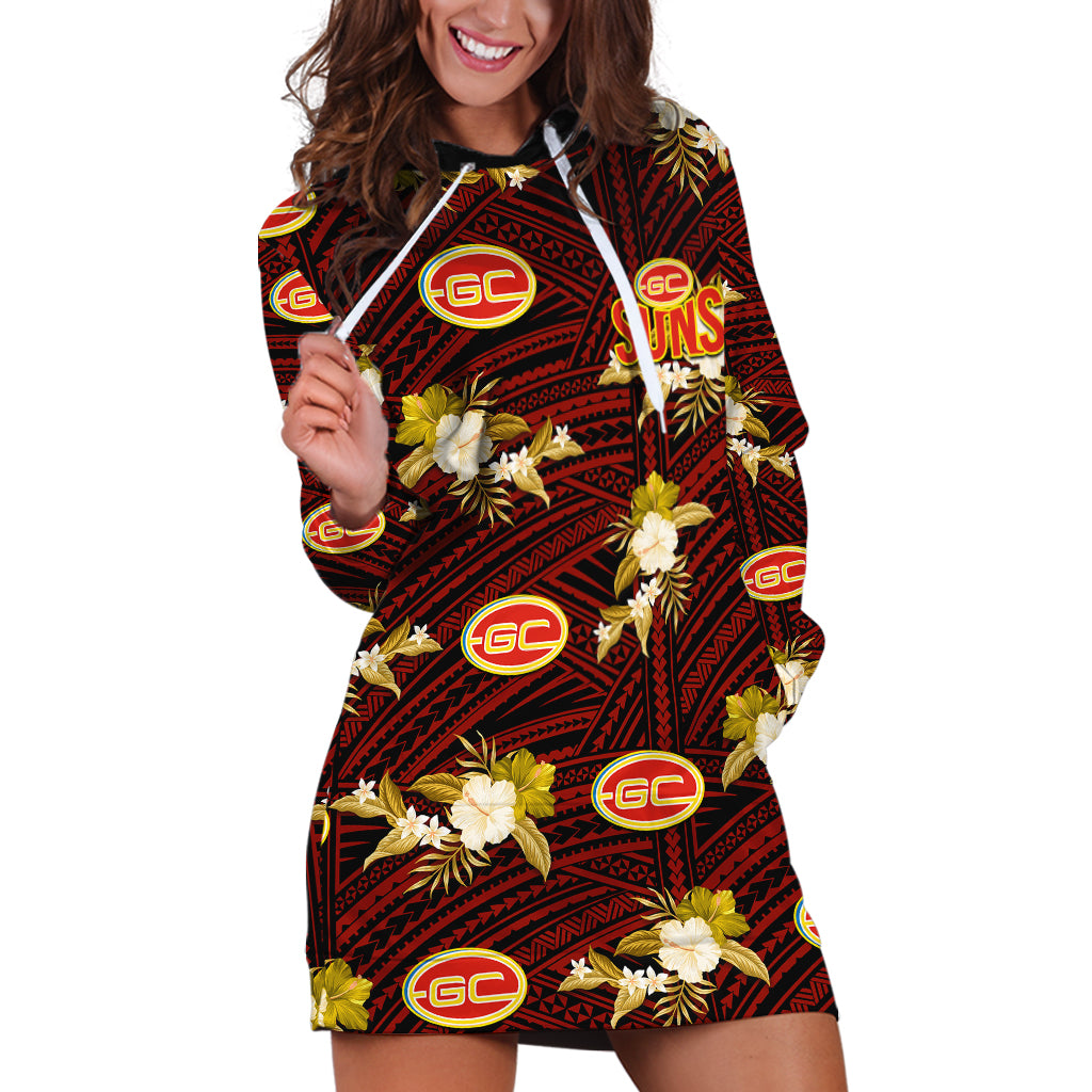 custom-text-and-number-gold-coast-football-hoodie-dress-suns-polynesian-tribal-mix-tropical-hawaiian-style